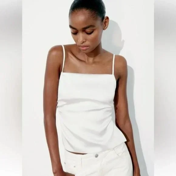 ZARA SATIN EFFECT TOP WITH BACK BOW - Picture 5 of 6